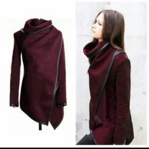 Burgundy Wrap Coat (size M, fits like an XS, see measurements) - Picture 1 of 8